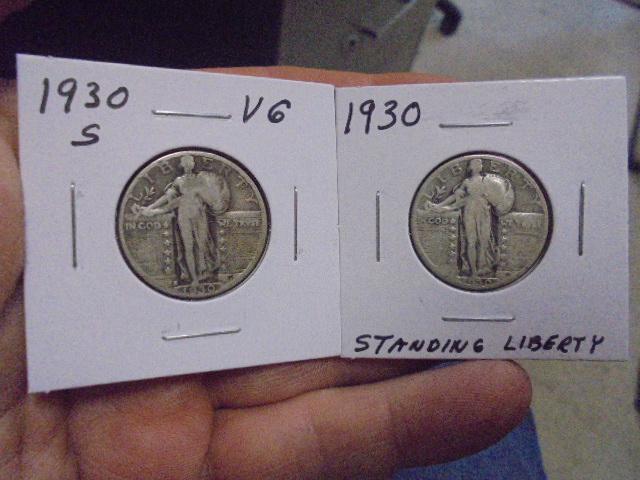 1930 S Mint & 1930 Silver Standing Liberty Quarters