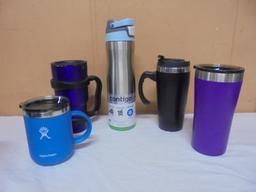 Group of 5 Assorted Stainless Steel Traveler Cups