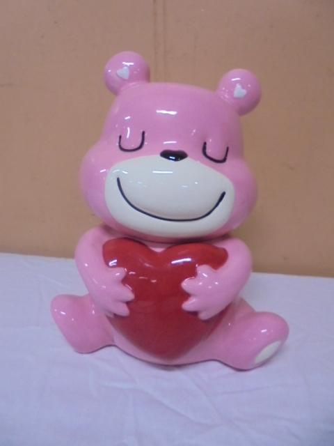 Ceramic Pink Bear Cookie Jar