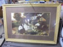 Beautiful Framed & Matted Rabbit Print w/ Gallery Light