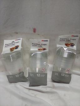 Culinary Elements Portion Cups w/ Lids. Qty 3- 12 Packs.