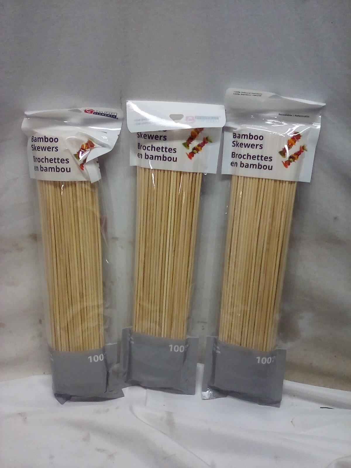 Culinary Elements Bamboo Skewers Qty 3- 100 Count Packs.