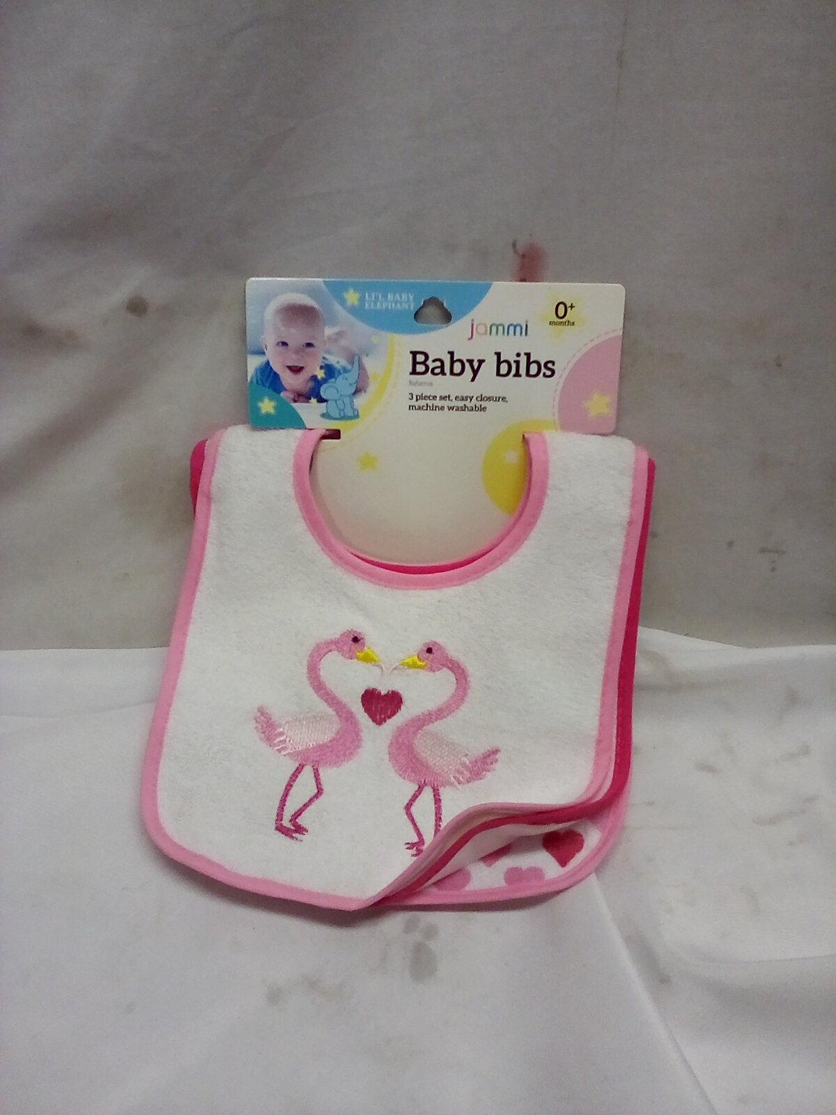 Qty 3 Pink Baby Bibs