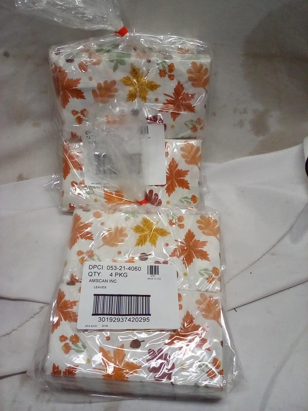 Spritz Leaf Print Napkins. Qty 2- 4 Packs of 20.