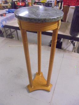 Beautiful Oak Marble Top 3 Pillar Plant Stand