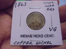 1863 Copper Nickel Indian Head Cent