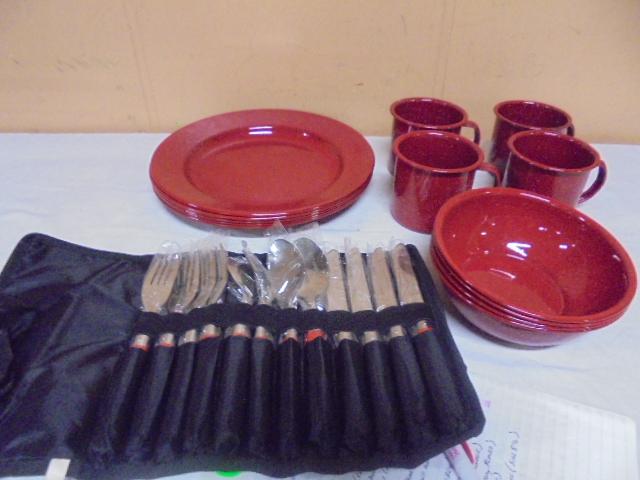 Coleman Graniteware Camping Set w/ Flatware