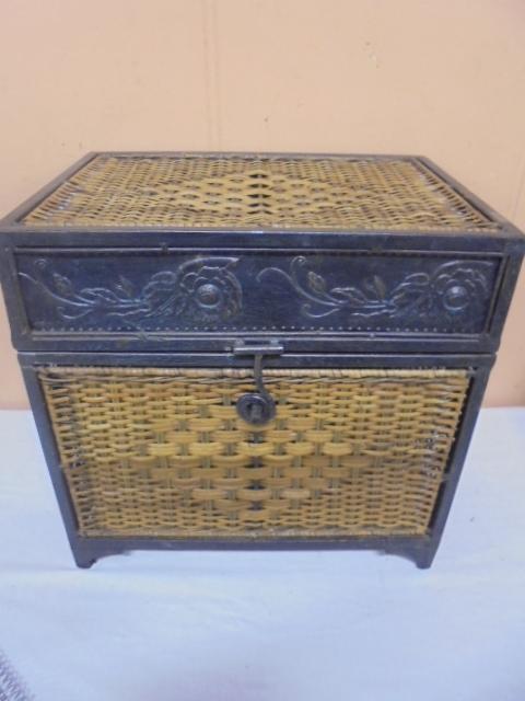 Metal & Wicker Storage Chest