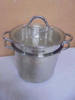 Food Network Large Stainless Steel Pasta Pot w/ Steamer Basket