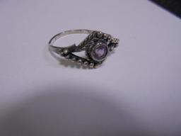 Ladies Sterling Silver & Amethyst Ring