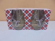 Set of North Pole SOUth 22oz Stemsless Wine Glasses