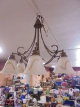 Metal Hanging Light Fixture w/ 6 Glass Shades