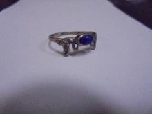 Vintage Ladies Sterling Silver & Sapphire Ring