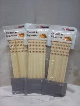 Culinary Elements Chopsticks. Qty 3 Packs of 6.