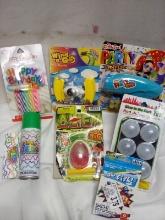 Small lot of childrens toys, 21 count birthday candles