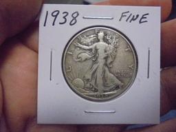 1938 Silver Walking Liberty Half Dollar