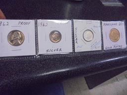 1962 Proof Jefferson Nickel/1962 Proof & 2004 Silver Proof Roosevelt Dimes & 2000 Gold Plated Maryla