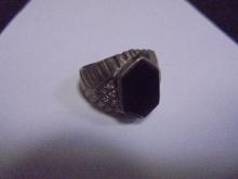 Vintage Ladies Sterling Silver and Black Onyx Ring