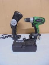 Hitachi 18 V Lithium Ion 1/2" Drive Drill and Led Flashlight