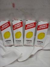 Adams Lemon Extract. Qty 4- 1.5 fl oz Bottles.