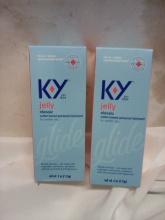 KY Jelly Classic Water Based Personal Lubricant Qty 2- 4 oz Bottles.