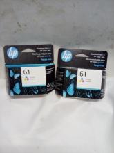 HP Tri-Color Printer Ink. 61 Qty 2.