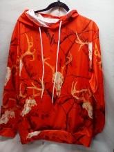 Orange Camo animal skull hoodie, size 2xl