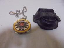 Harley Davidson Fat Boy Pocket Watch w/Leather Belt Holder