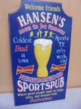 Wooden Budweiser Sports Pub Wall Art