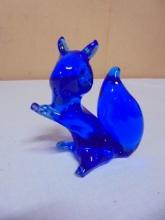 Cobalt Art Glass Squirel Paperweight