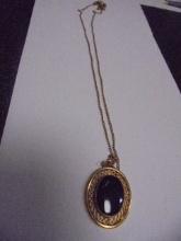 Ladies 14in 1/20 12K Necklace & Pendant w/ Black Onyx