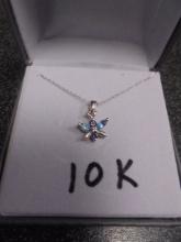 Beautiful Ladies 10k White Gold Necklace & Pendant w/ Stones