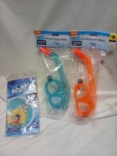 QTY 2 Junior swim masks, QTY 1 Glitter Swim ring