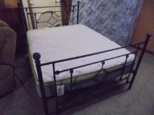 Full Size Metal Bed Complete w/ All White Bamboo Mattress