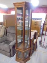 Beautiful Small Lighted Curio Cabinet w/ Glass Shelves
