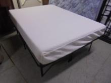 Full Size Platform Bed Complete w/ Memory Foam All White Mattress