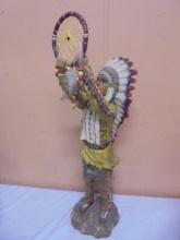 Large Native American Statue w/ Dream Catcher