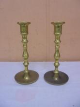 Set of Vintage Solid Brass Candle Sticks