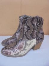 Like New Pair of Ladies Crochet Snake Print Ankle Booties