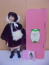 Paradise Galleries "Molly" Porcelain Doll w/ Stand & Certificate