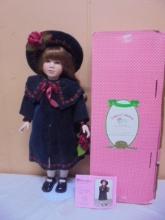 Paradise Galleries "Jenny" Porcelain Doll w/ Stand & Certificate