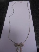 Ladies 17in Sterling Silver Necklace  & Ribbon Pendant