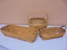 Group of 3 Assorted Small Longaberger Baskets