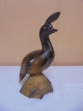 Carved Iron Wood Crested Bird