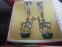 Vintage Pair of Ladies Earrings w/ Llama's & Stones