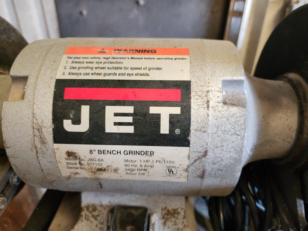 Jet JBG-8A 8" Bench Grinder 115V, 60HZ, 1PH, 8A, 1HP