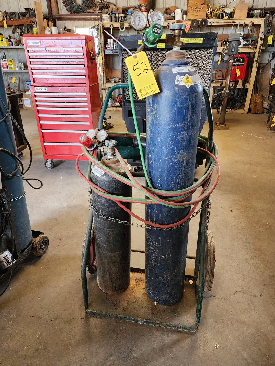 Welding Tank Cart W/ (2) Acetylene Tanks