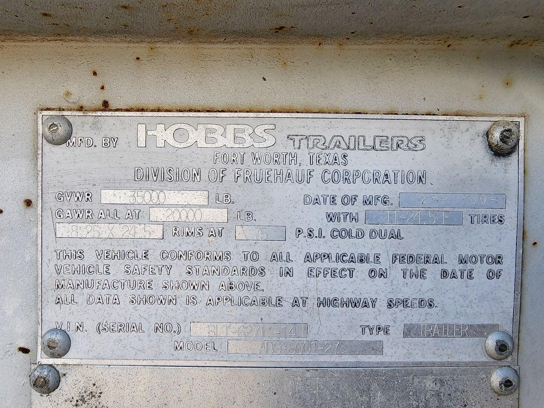 Hobbs AD9-8001-27 Trailer W/ Contents 25'L x 7'6"W Approx.; TX Plate: W06-5