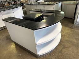 55 in. x 51 in. Black Stone Top Cashier Station