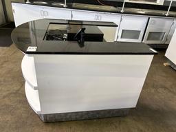 55 in. x 51 in. Black Stone Top Cashier Station